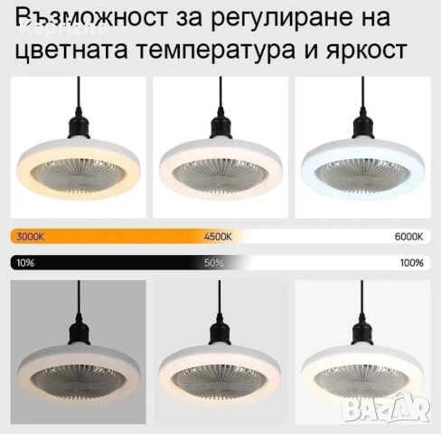 LED лампа-вентилатор за таван с дистанционно, снимка 10 - Лед осветление - 46799738