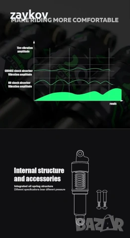 Заден амортисьор за планински велосипед Chooee, маслен, заден, MTB 200 мм, снимка 3 - Части за велосипеди - 53620081