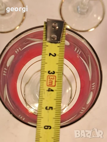 ретро цветни чаши за ракия фасетирани със златен кант , снимка 8 - Чаши - 50693525