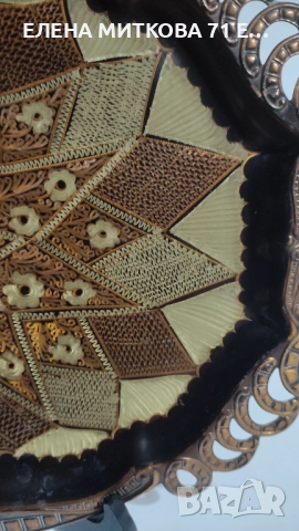 Голям гравиран меден поднос с дръжки, снимка 5 - Антикварни и старинни предмети - 52544537