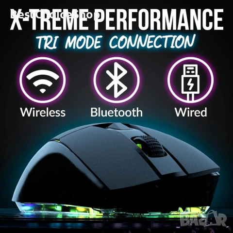 Геймърска безжична мишка KLIM Blaze X RGB, със станция за зареждане +дълготрайна батери+до 12000 DPI, снимка 14 - Клавиатури и мишки - 54260060