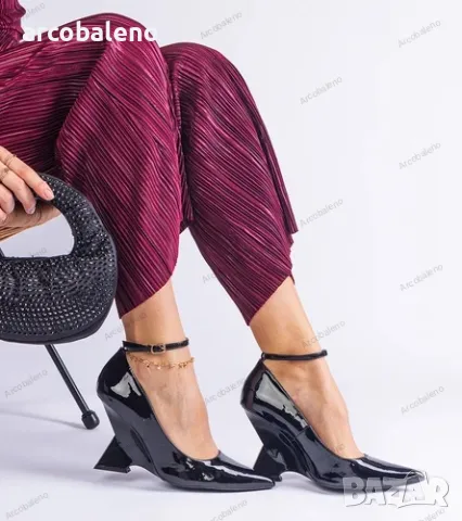 Дамски лачени обувки с платформа Florianda, 2цвята , снимка 8 - Дамски елегантни обувки - 49637446
