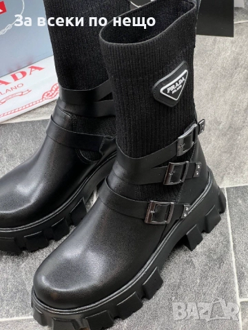 Prada Дамски Черни Боти Тип Чорап Прада Код E853, снимка 3 - Дамски боти - 51587429