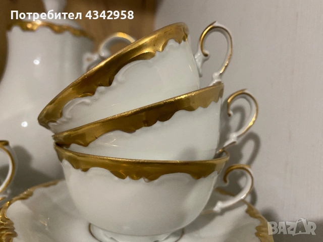 Винтажен порцеланов сервиз Triptis VEB, Германия (1949–1960 г.) – комплект за 6 души., снимка 3 - Антикварни и старинни предмети - 54127806