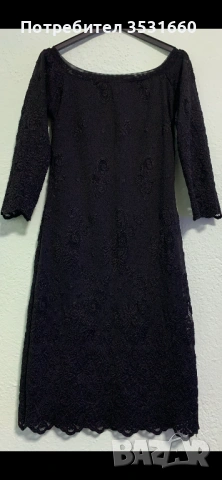 Стилна къса черна дантелена рокля, снимка 2 - Рокли - 53434285