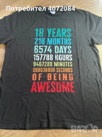 Тениска за 18 годишнина / пълнолетие
