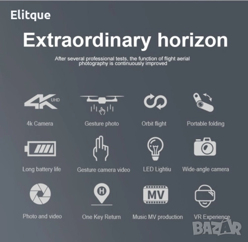 Иновативен мини дрон с висока резолюция от 4К HD - DRON E59 (4K+BAG）, снимка 3 - Дронове и аксесоари - 52591088