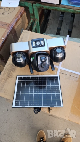 Тройна Wifi камера за видеонаблюдение с въртящи се странични обективи, снимка 5 - IP камери - 52242736