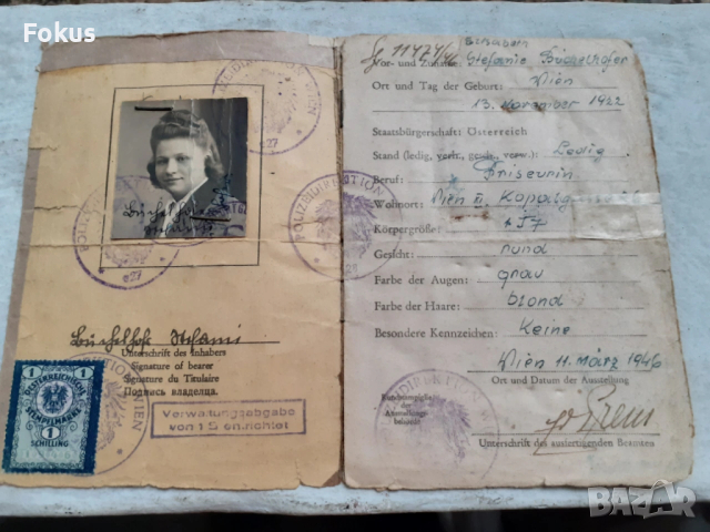 Стар паспорт Австрия Виена - оригинал, снимка 2 - Антикварни и старинни предмети - 53307027