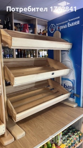 Дървен стелаж за хляб и плодове, снимка 2 - Стелажи и щандове - 51588202