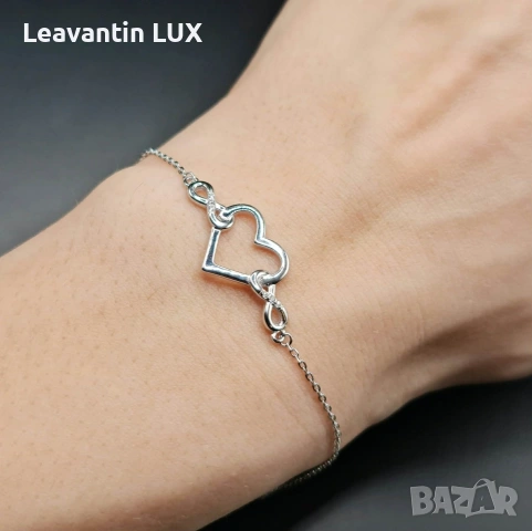 Сребърна гривна Сърце, снимка 2 - Гривни - 53249624