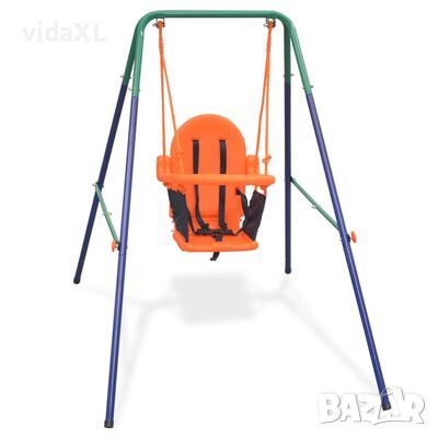 vidaXL Детска люлка за двора с колан за безопасност, оранжева(SKU:91360