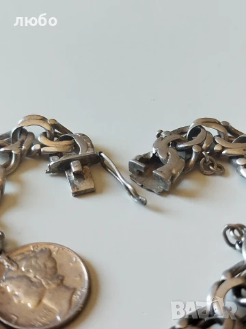 Сребърна Гривна със Сребърни Монети Америка , снимка 6 - Гривни - 49169895
