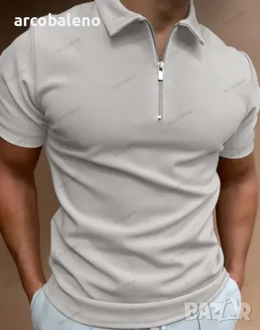 Мъжка едноцветна поло блуза с къс ръкав и ревер, 5цвята , снимка 4 - Блузи - 50182437