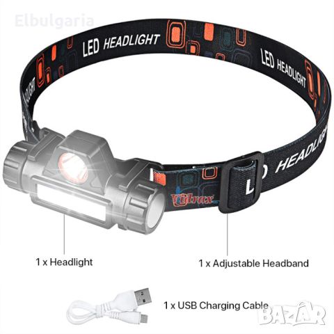LED челник, акумулаторна батерия, USB зареждане, 2949, снимка 2 - Къмпинг осветление - 45401924