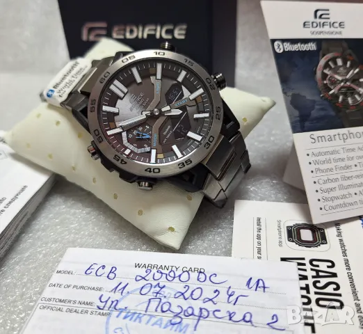 НОВ! С ГАРАНЦИЯ! Casio Edifice Solar Bluetooth ECB-2000D-1A, снимка 4 - Мъжки - 49518373