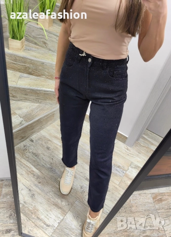 Дамски дънки мом фит с камъни, снимка 14 - Дънки - 52671012