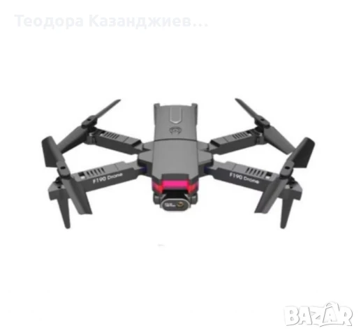Дрон F190 с 4K камера, LED светлини и WiFi – Черен модел с висока маневреност и интелигентни функции, снимка 1