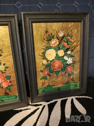 Картини  лот върху стъкло дървена рамка , снимка 3 - Картини - 52255686