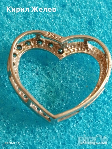 Сребърна висулка във формата на сърце ❤️ с кристали 51759, снимка 6 - Колиета, медальони, синджири - 53994361