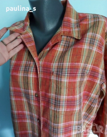 Два броя / Дамска маркова риза в каре / памук и лен, снимка 12 - Ризи - 36505846