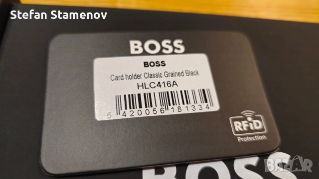 Кожено портмоне/кард холдър Boss, снимка 5 - Портфейли, портмонета - 53213379