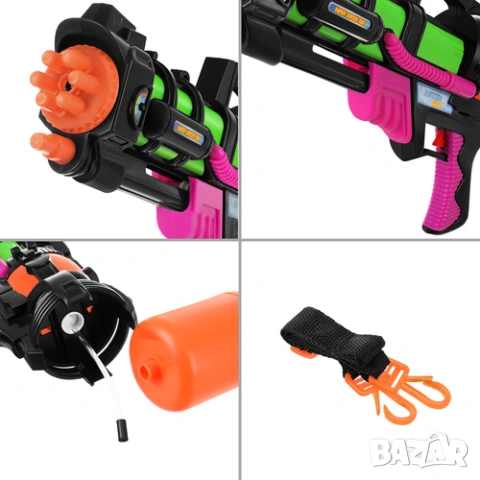 Голям воден пистолет 60 см / Водна пушка 1.25 L за деца / Водно оръжие, снимка 5 - Игри и пъзели - 53832953