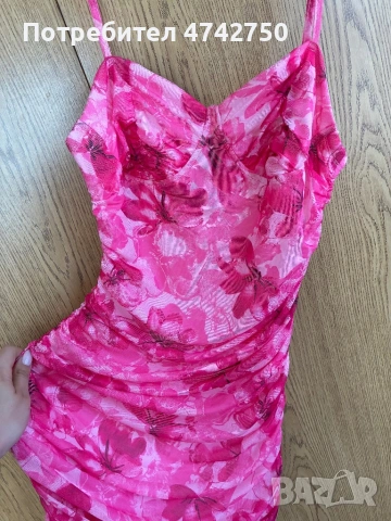 Флорална розова рокля