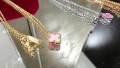 Van Cleef & Arpels VCA Gold Pink Opal Sweet Alhambra Clover Дамско Колие, снимка 7