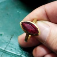 Стар пръстен с червен камък, снимка 1 - Антикварни и старинни предмети - 45197996