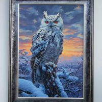Полярна, бяла сова, привечер, картина за ловци, снимка 1 - Картини - 45012640