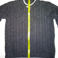 Нов мъжки пуловер едра плетка S размер, снимка 4 - Пуловери - 44973840