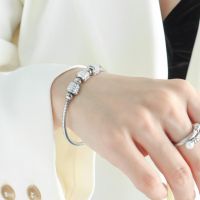 Дамска персонализирана диамантена гривна от неръждаема стомана, снимка 2 - Гривни - 45418672