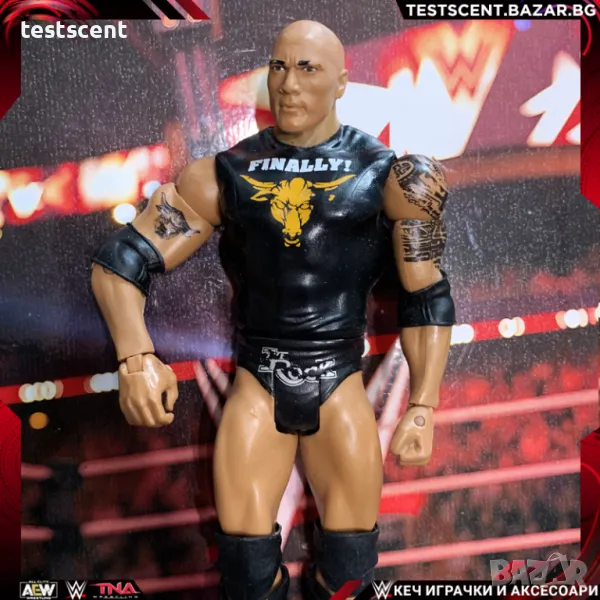 Екшън фигура WWE The Rock Скалата Basic mattel Finally People's Champ figure играчка, снимка 1