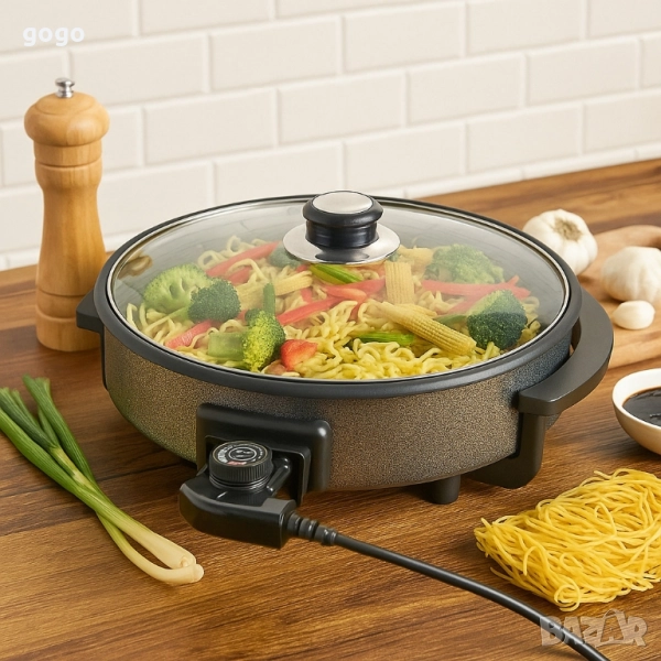 Многофункционален преносим електрически тиган Royalty Line RL-PP18214 - 42см, снимка 1