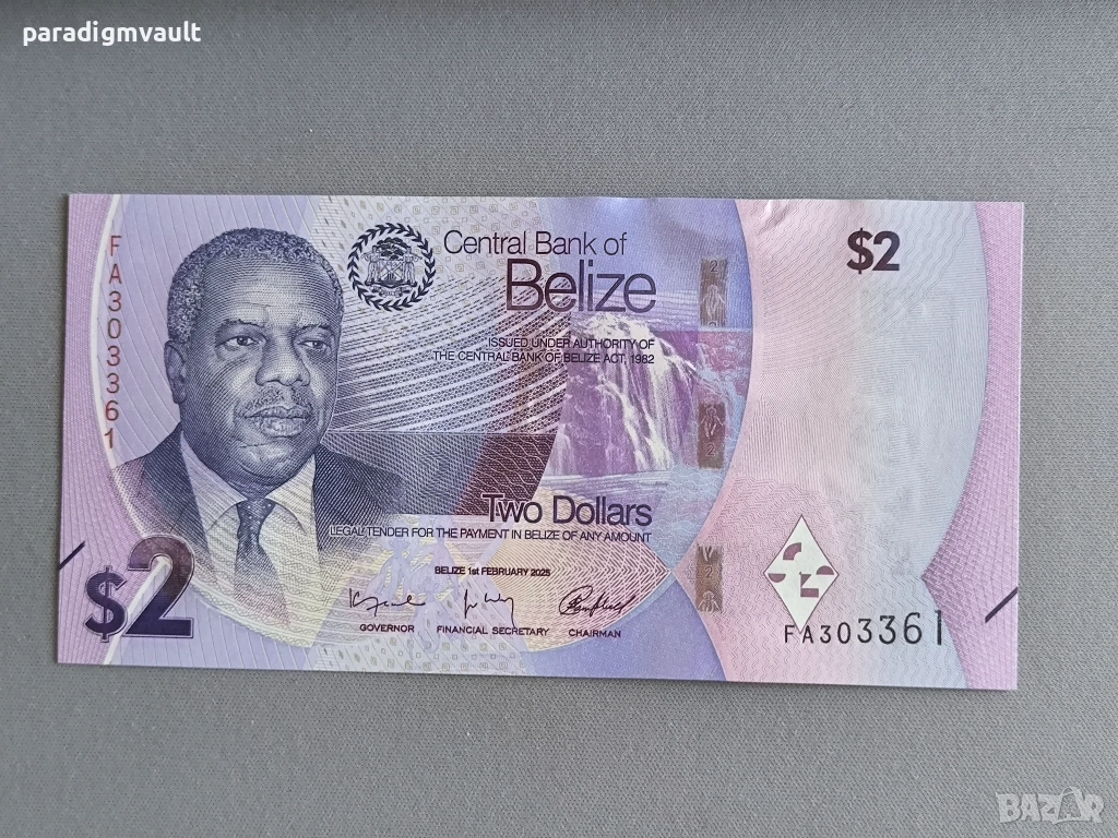 Банкнота - Белиз - 2 долара UNC | 2025г., снимка 1