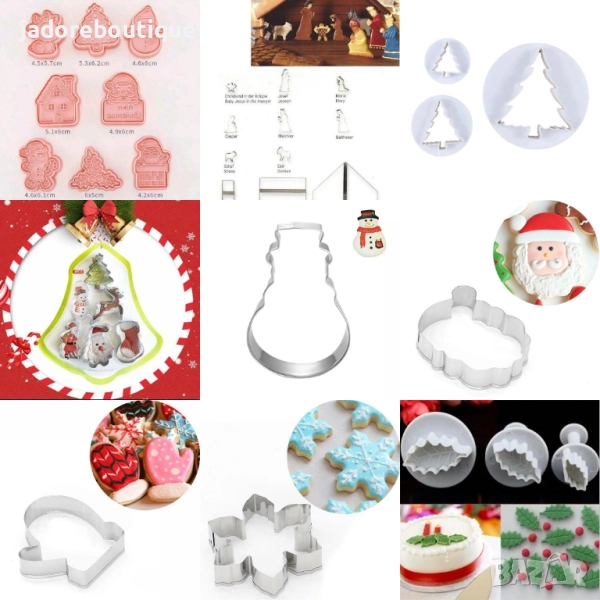 Коледни резци за сладки различни видове бисквити фондан тесто глина, снимка 1