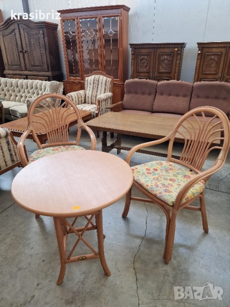 Ратанов Комплект-Маса и 2 бр.Стола-внос от Германия!, снимка 1