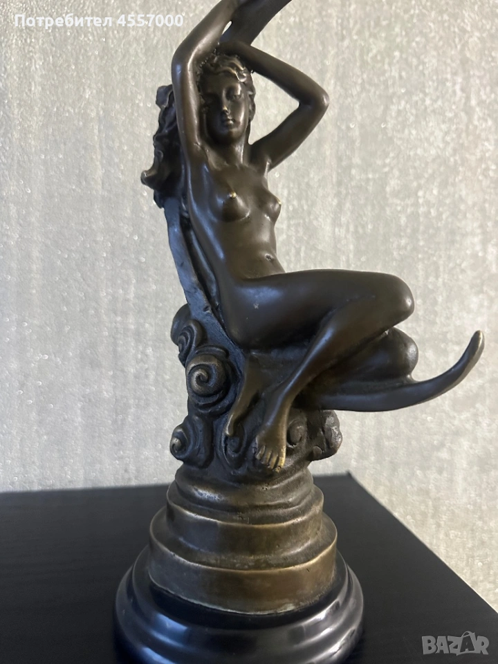 Антикварна бронзова скулптура „Арт Нуво“ – подпис Pierre Roche (30 см), снимка 1