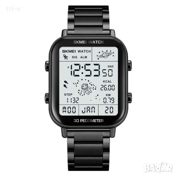 SKMEI Мъжки ръчен цифров часовник с каишка от неръждаема стомана + подарък, снимка 1