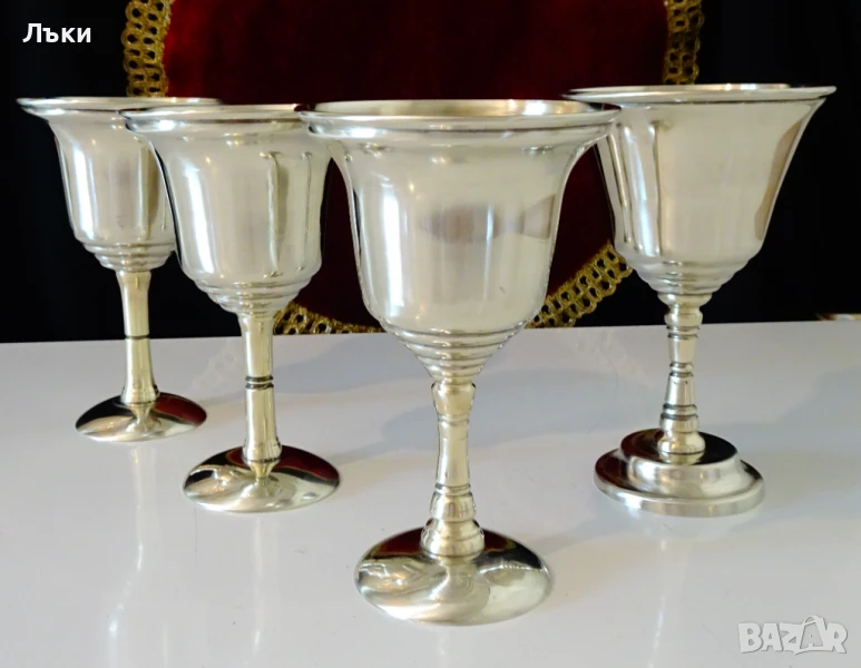 Посребрени чаши за вино 160 мл.,релеф. , снимка 1