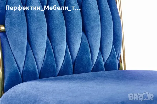 Луксозна визия на трапезарията-стол в син плюш или зелен плюши златни крака-на склад, снимка 1