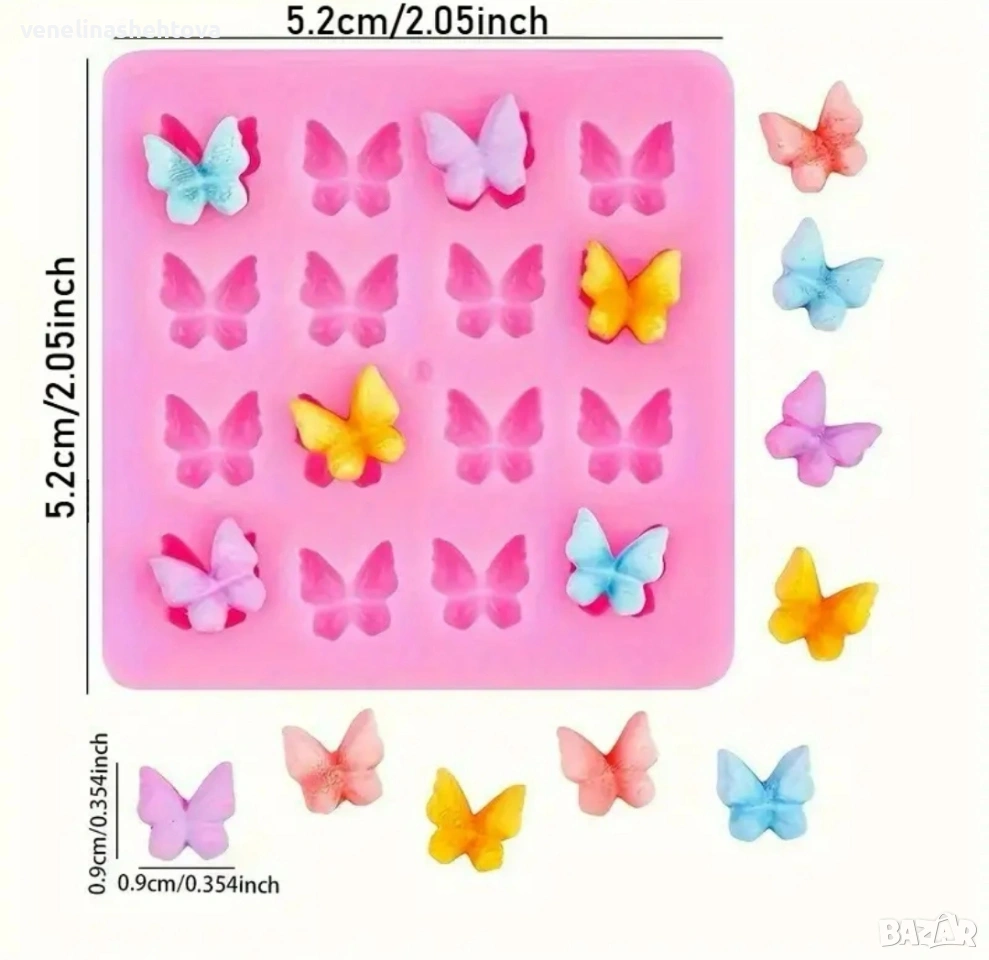 16 малки пеперуди силиконов молд фондан декорация торта мъфини , снимка 1