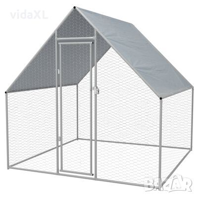 vidaXL Птичарник на открито, поцинкована стомана, 2x2x1,92 м（SKU:170494, снимка 1