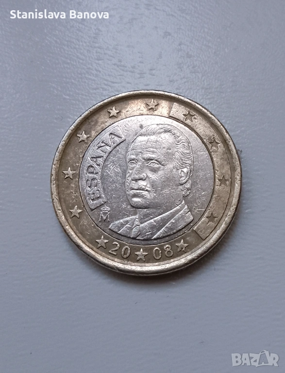 Испанска евро монета от 1 евро от 2008г., снимка 1