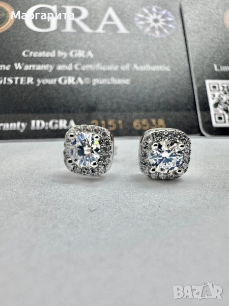 Сребърни обеци с мойсанит (диамант) 0.5 карата, снимка 1