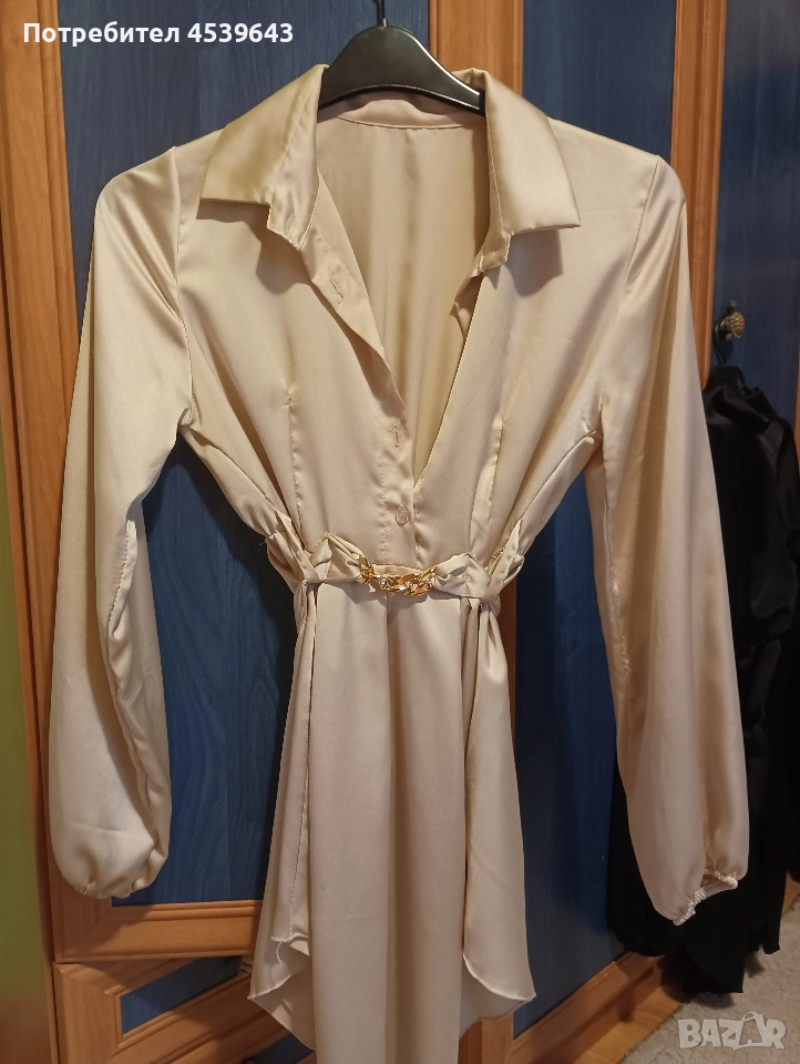 Елегантни дамски рокли в бежов и черен цвят, снимка 1