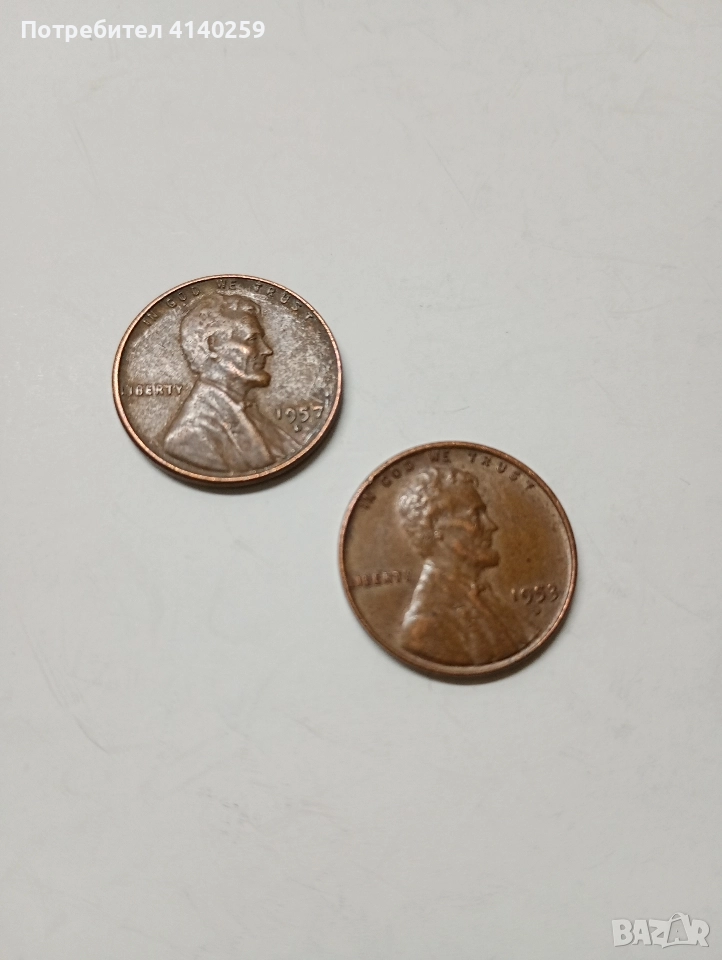 САЩ МОНЕТИ 1 ЦЕНТ 1953 1957 Г , снимка 1
