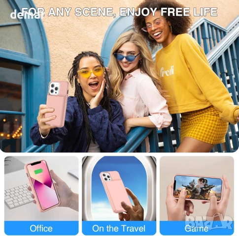 Калъф с батерия BOPPS за iPhone 14 Pro Max/13 Pro Max/14 Plus (6.7 инча), розов, 8000mAh, снимка 7 - Калъфи, кейсове - 50688046