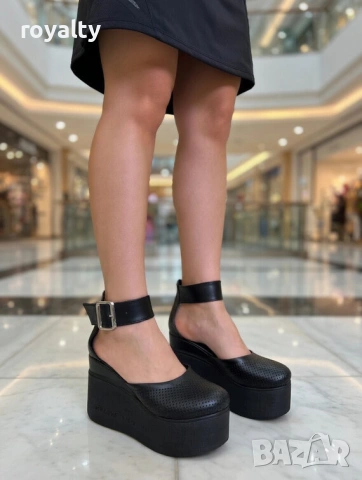 Сандали на платформа - черна кожа, снимка 3 - Сандали - 54121075